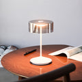 LED oppladbar bordlampe Numotion glass dimbar hvit IP54 forfra