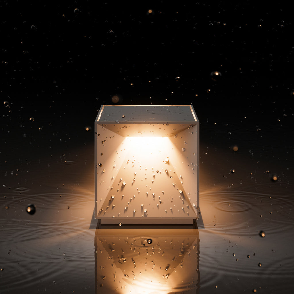 LED oppladbar bordlampe Nutalis dimbar svart IP54 10 cm montert på bord