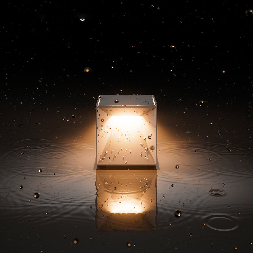 LED oppladbar bordlampe Nutalis mini dimbar 8 cm IP54 nærbilde av aluminiumsdetaljer