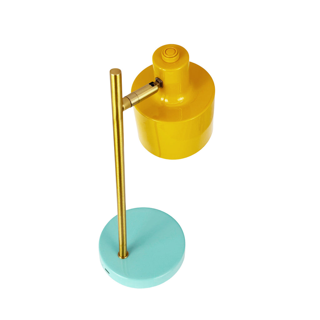 LED oppladbar bordlampe Ocean Mini curry/turkis dimbar montert