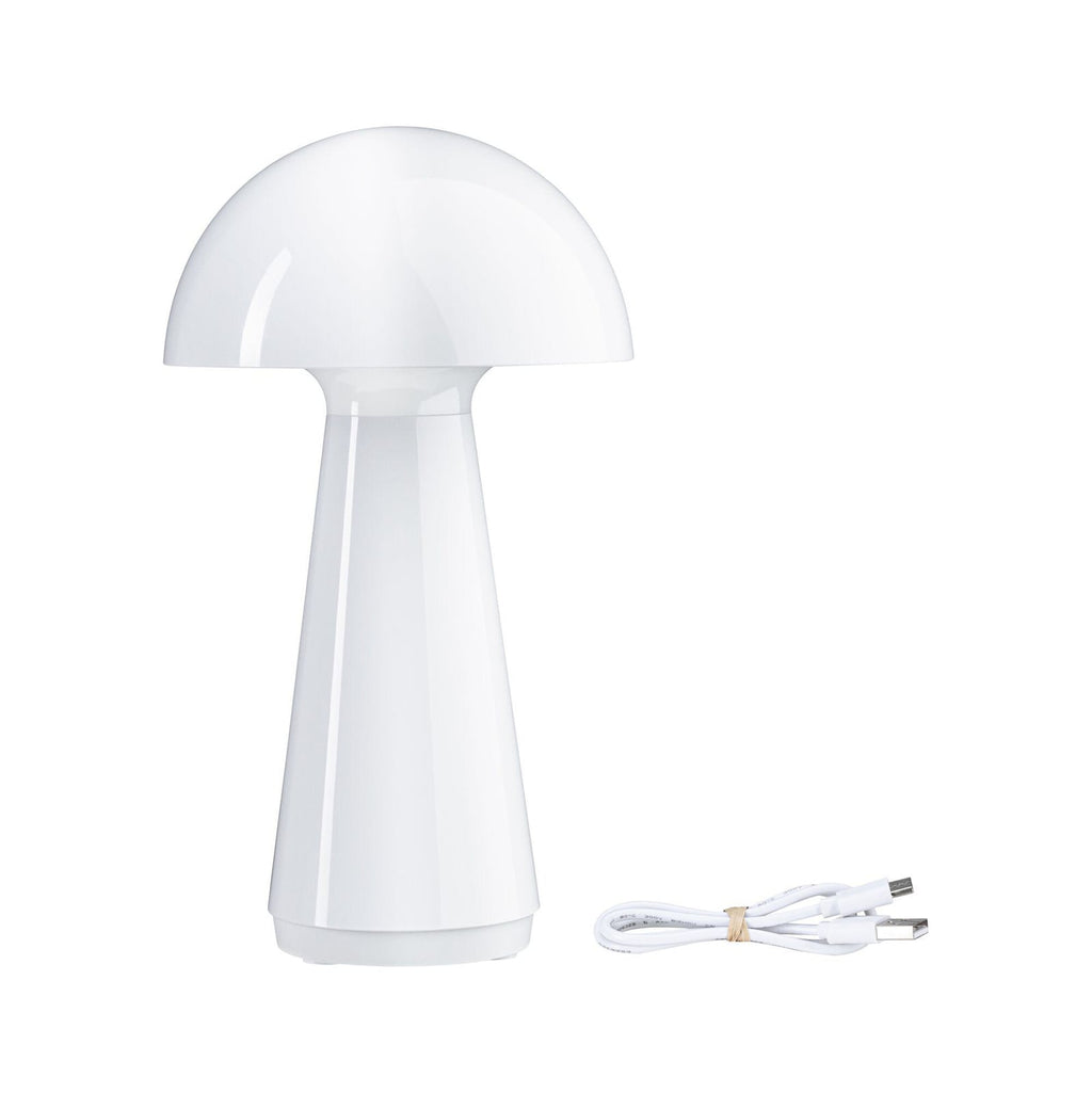 LED oppladbar bordlampe Onzo hvit plast dimbar IP44 nærbilde av touchdimmer
