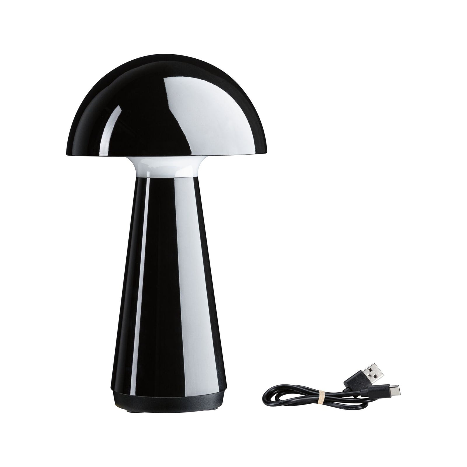 LED oppladbar bordlampe Onzo svart plast dimbar IP44 montert i uterom