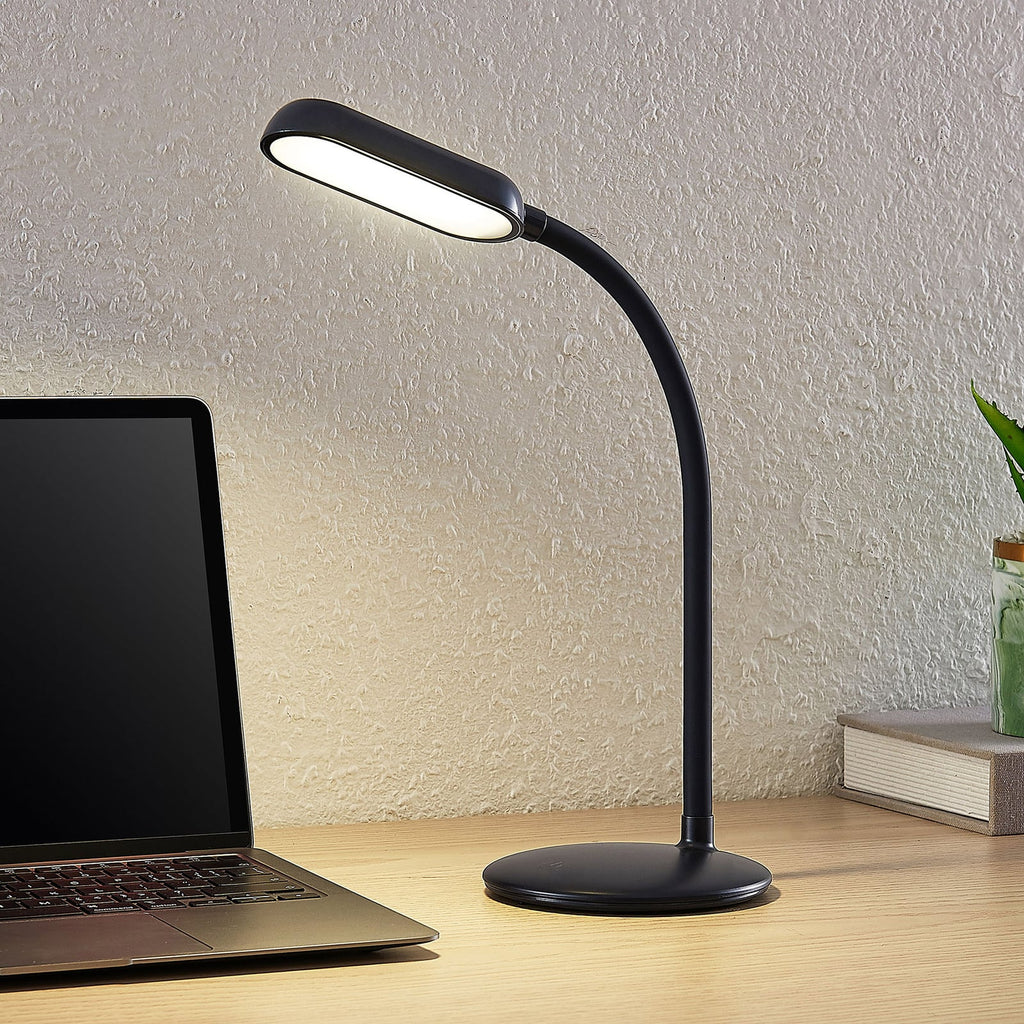LED oppladbar bordlampe Opira svart dimbar USB 51 cm forfra