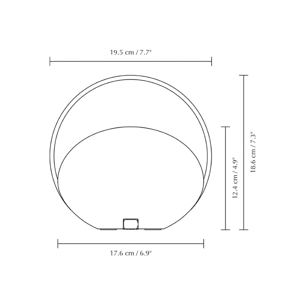 Detalj av LED oppladbar bordlampe Orbit dimbar hvit/messing IP44 CCT