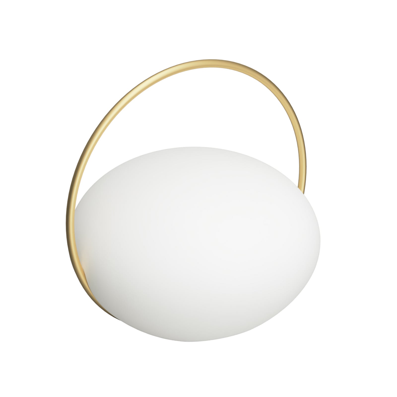 Nærbilde av LED oppladbar bordlampe Orbit dimbar hvit/messing IP44 CCT lyskjilde