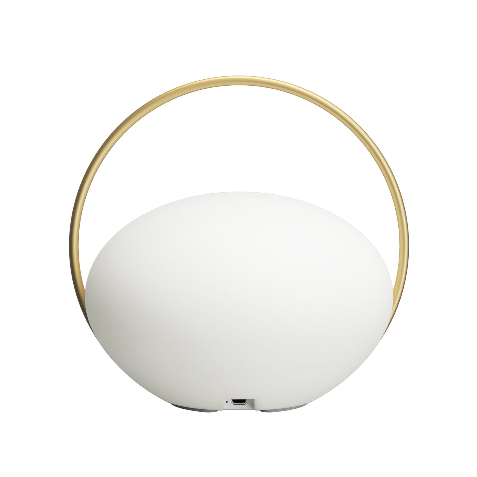 LED oppladbar bordlampe Orbit dimbar hvit/messing IP44 CCT ladesystem