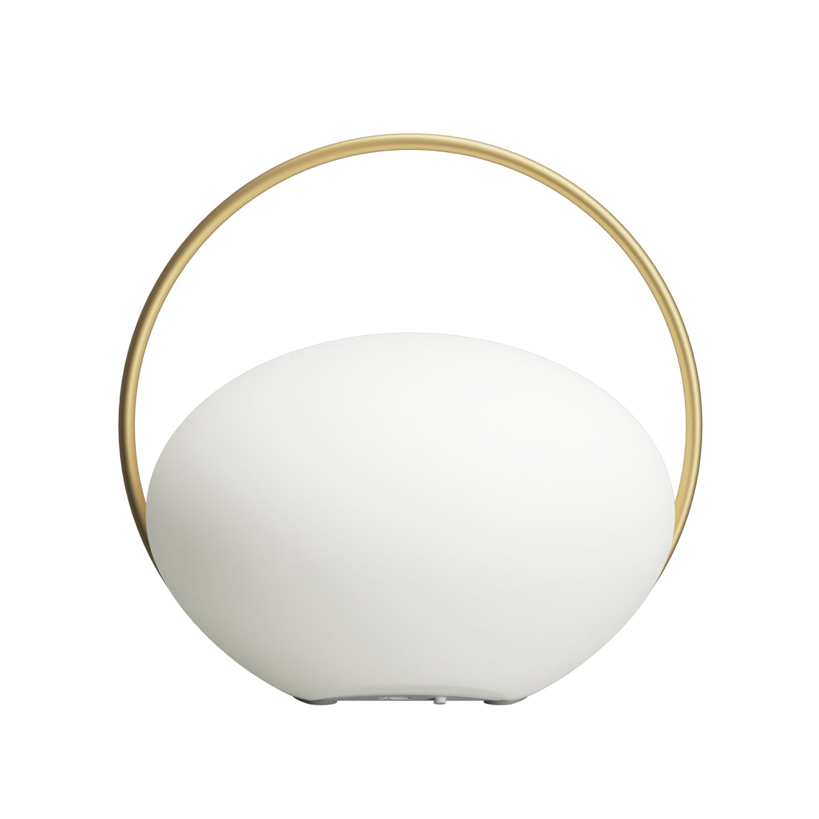 LED oppladbar bordlampe Orbit dimbar hvit/messing IP44 CCT i hage