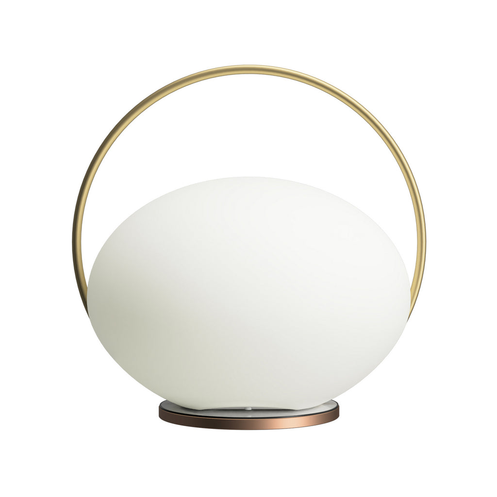 LED oppladbar bordlampe Orbit dimbar hvit/messing IP44 CCT detalj messingfarge