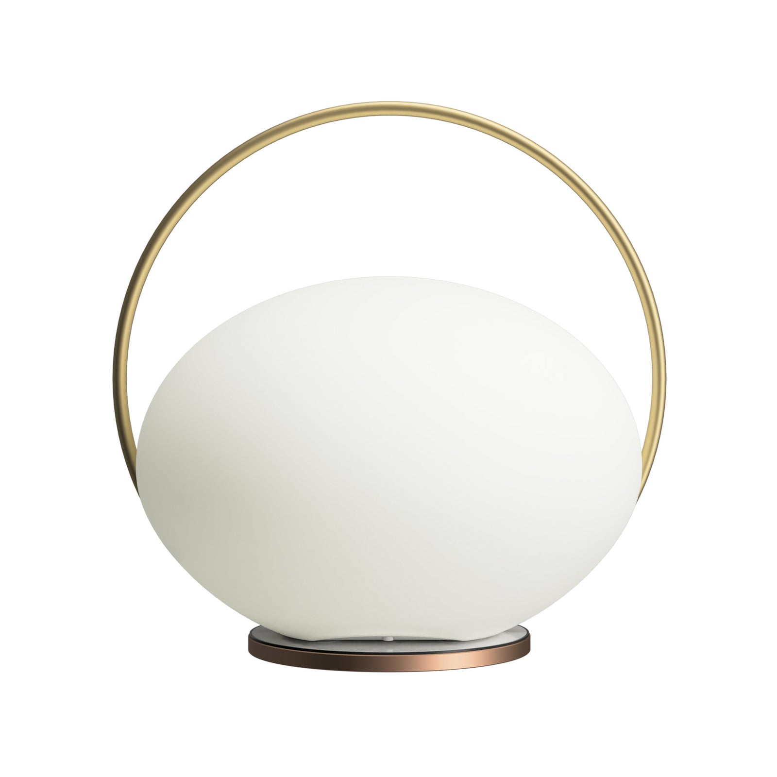 LED oppladbar bordlampe Orbit dimbar hvit/messing IP44 CCT detalj messingfarge