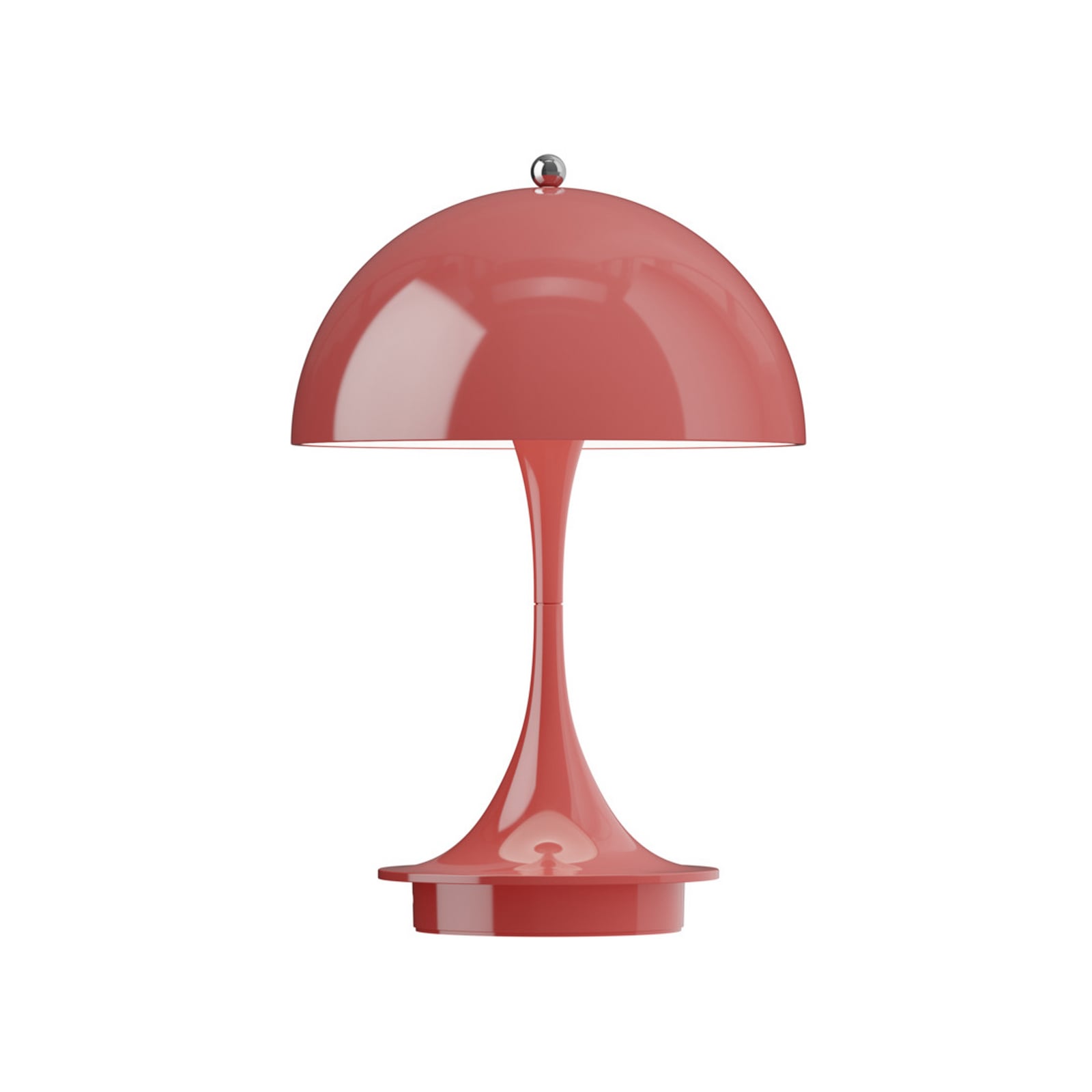 Nærbilde av LED oppladbar bordlampe Panthella 160 V3 korallrød IP44 lampefot