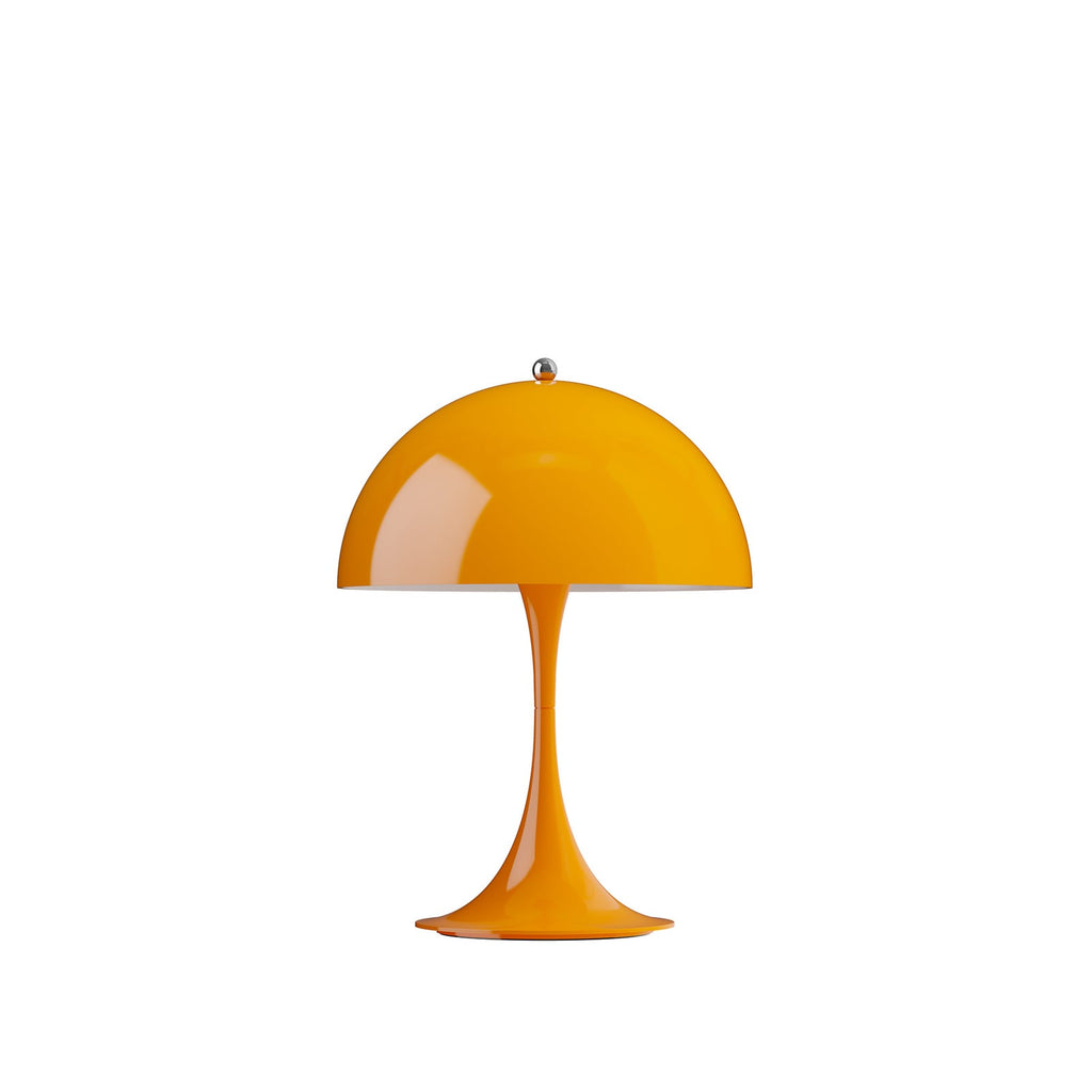 LED oppladbar bordlampe Panthella 250 oransje IP44 Ø25 cm bakside