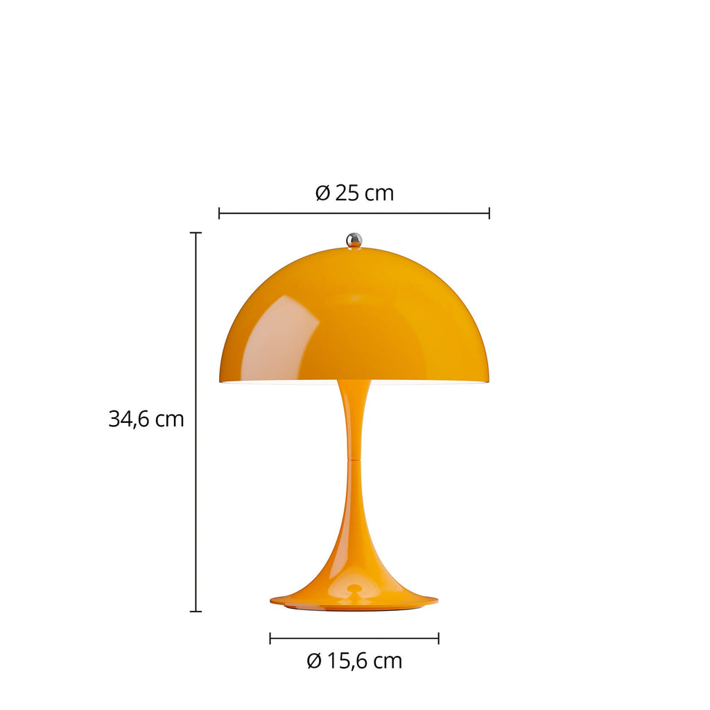 LED oppladbar bordlampe Panthella 250 oransje IP44 Ø25 cm detalj nærbilde