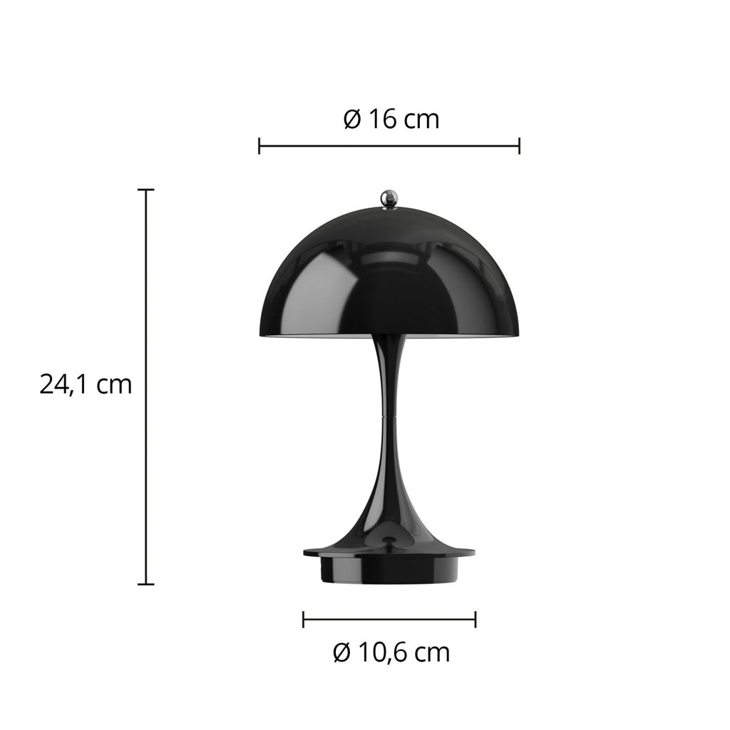 LED oppladbar bordlampe Panthella Portable 160 svart IP44 detalj nærbilde