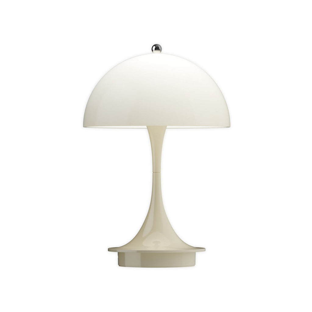 LED oppladbar bordlampe Panthella Portable 160 V3 beige nærbilde av lampefot