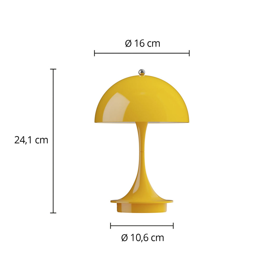 Detalj av LED oppladbar bordlampe Panthella Portable 160 V3 gul IP44