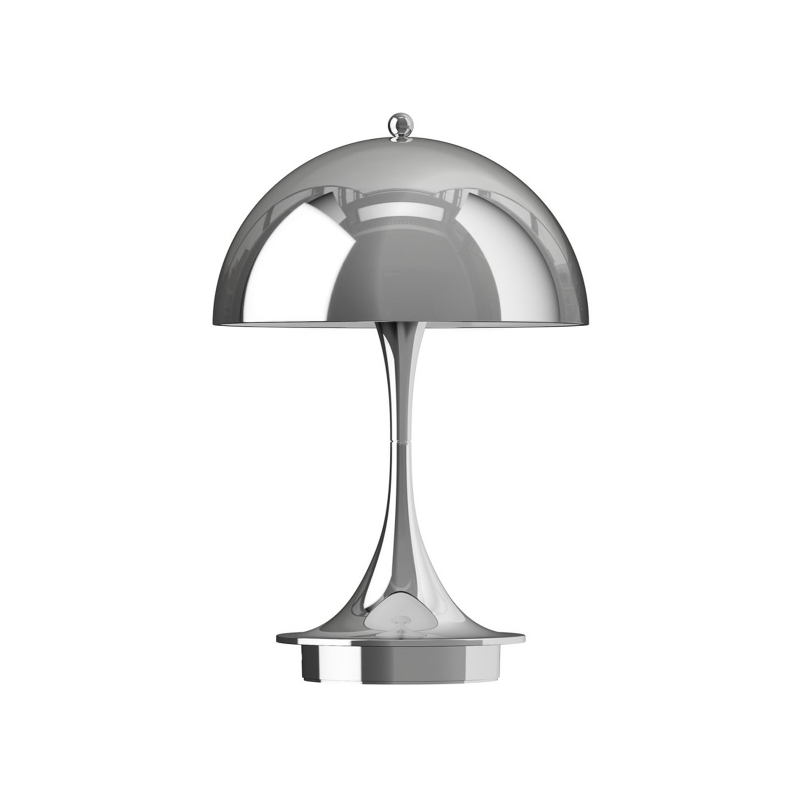 LED oppladbar bordlampe Panthella Portable 160 V3 krom IP44 bakside