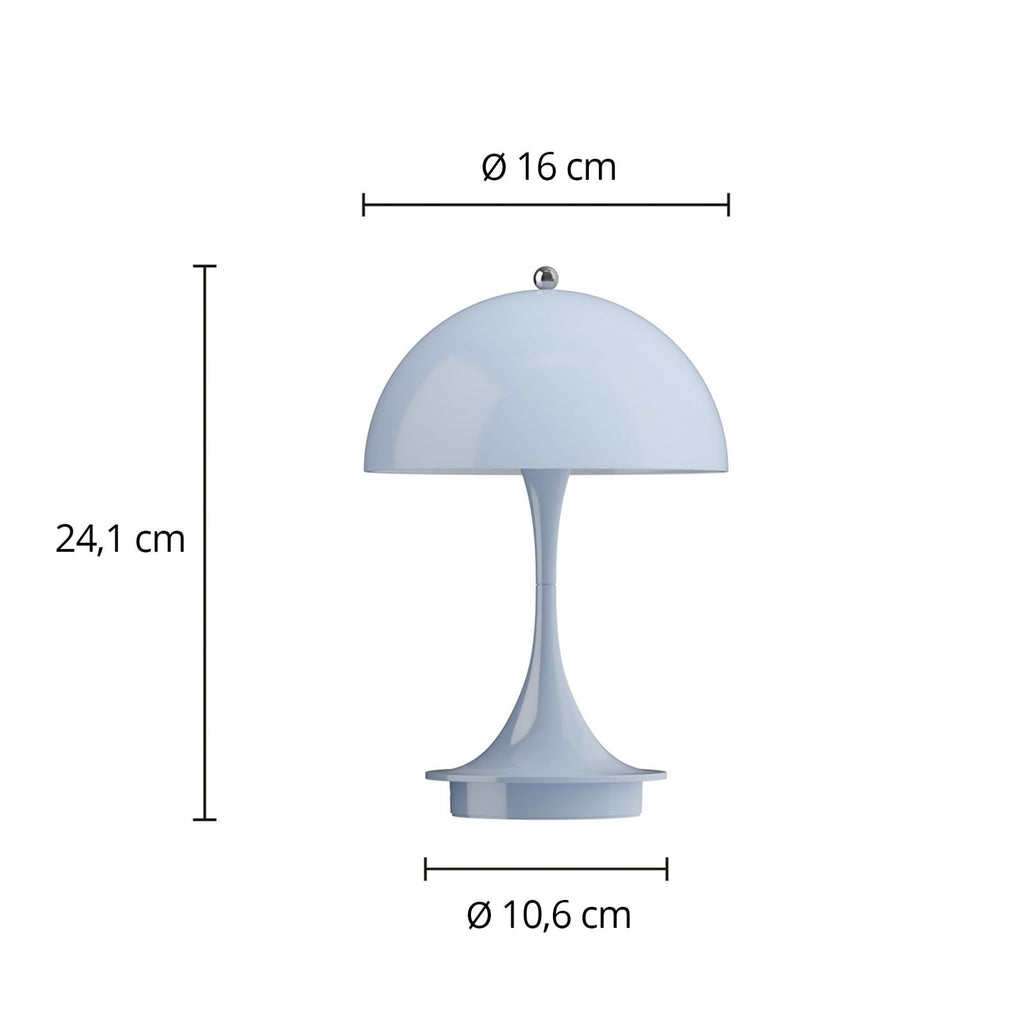 Detalj av LED oppladbar bordlampe Panthella Portable 160 V3 lyseblå IP44