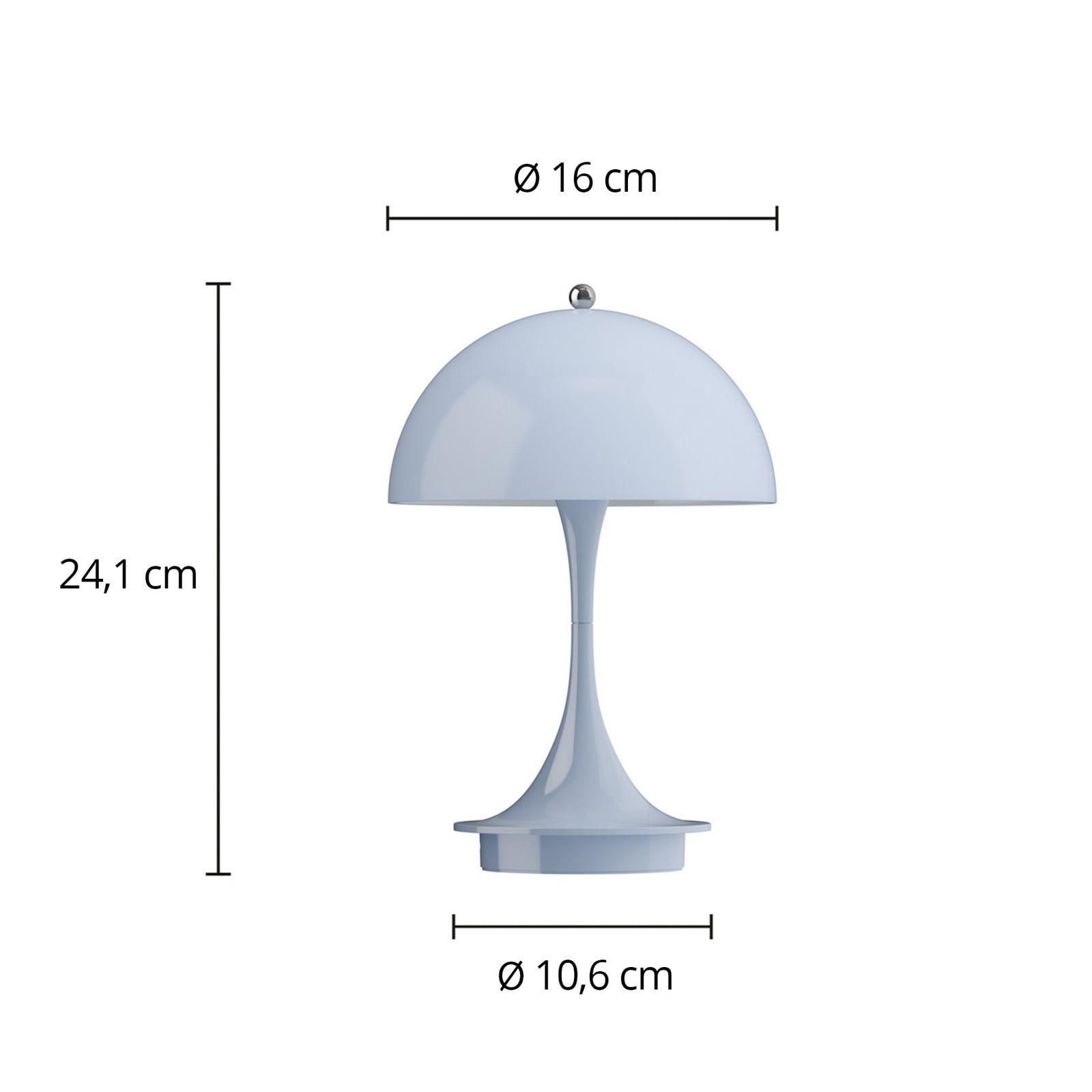 Detalj av LED oppladbar bordlampe Panthella Portable 160 V3 lyseblå IP44