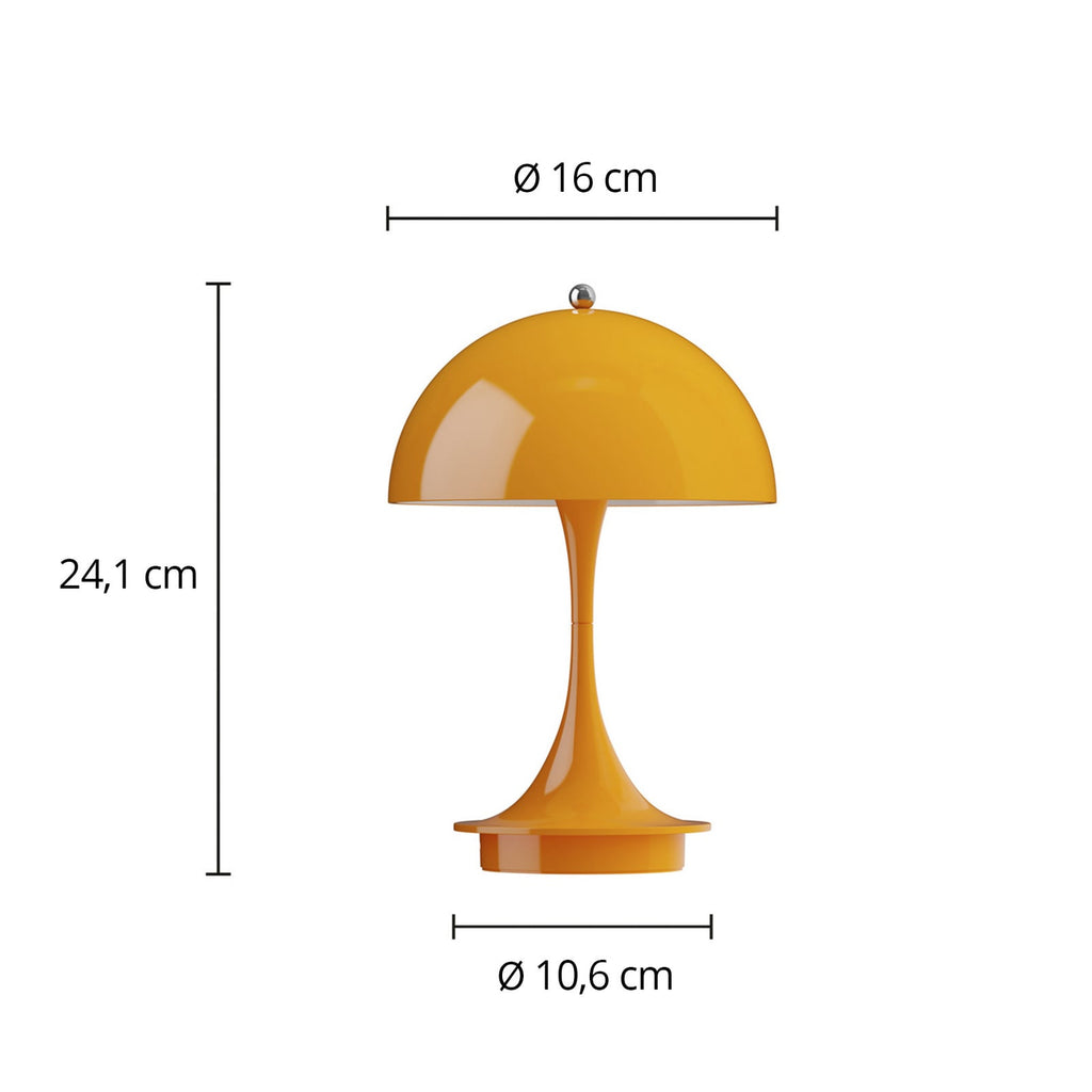 Detalj av LED oppladbar bordlampe Panthella Portable 160 V3 oransje IP44