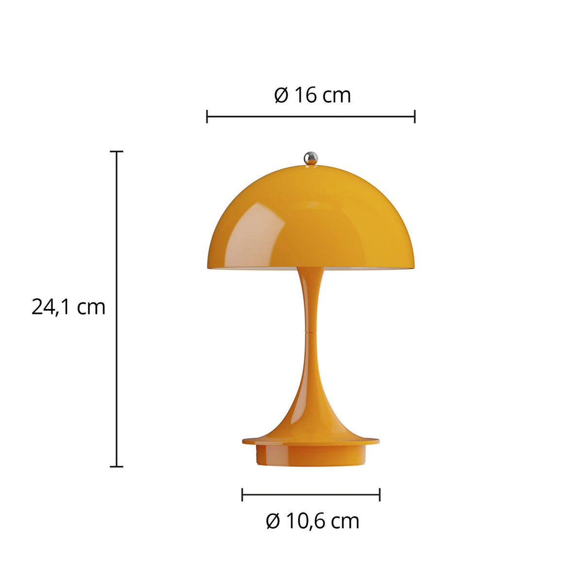 Detalj av LED oppladbar bordlampe Panthella Portable 160 V3 oransje IP44