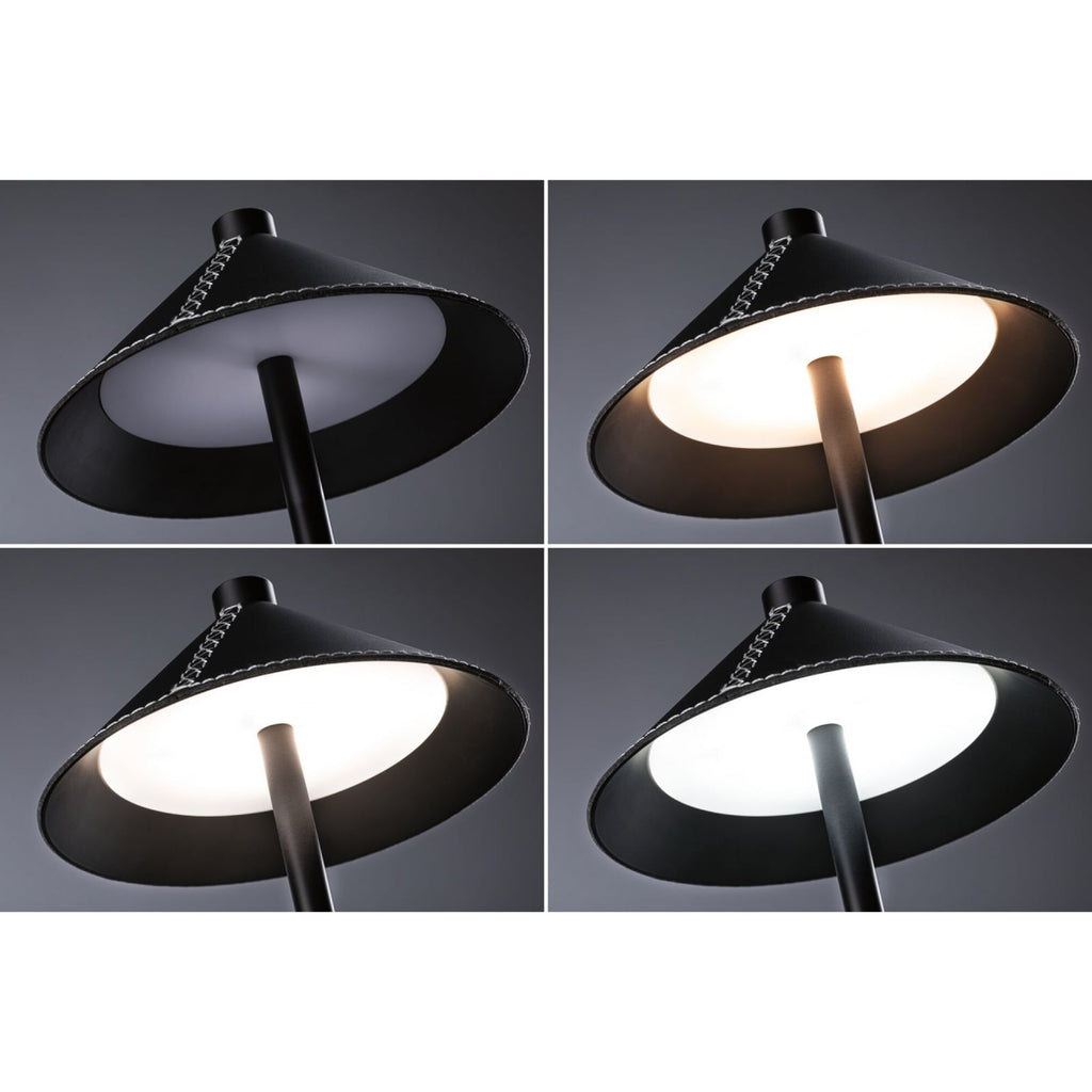 LED oppladbar bordlampe Pellini svart CCT dimbar i bruk på bord