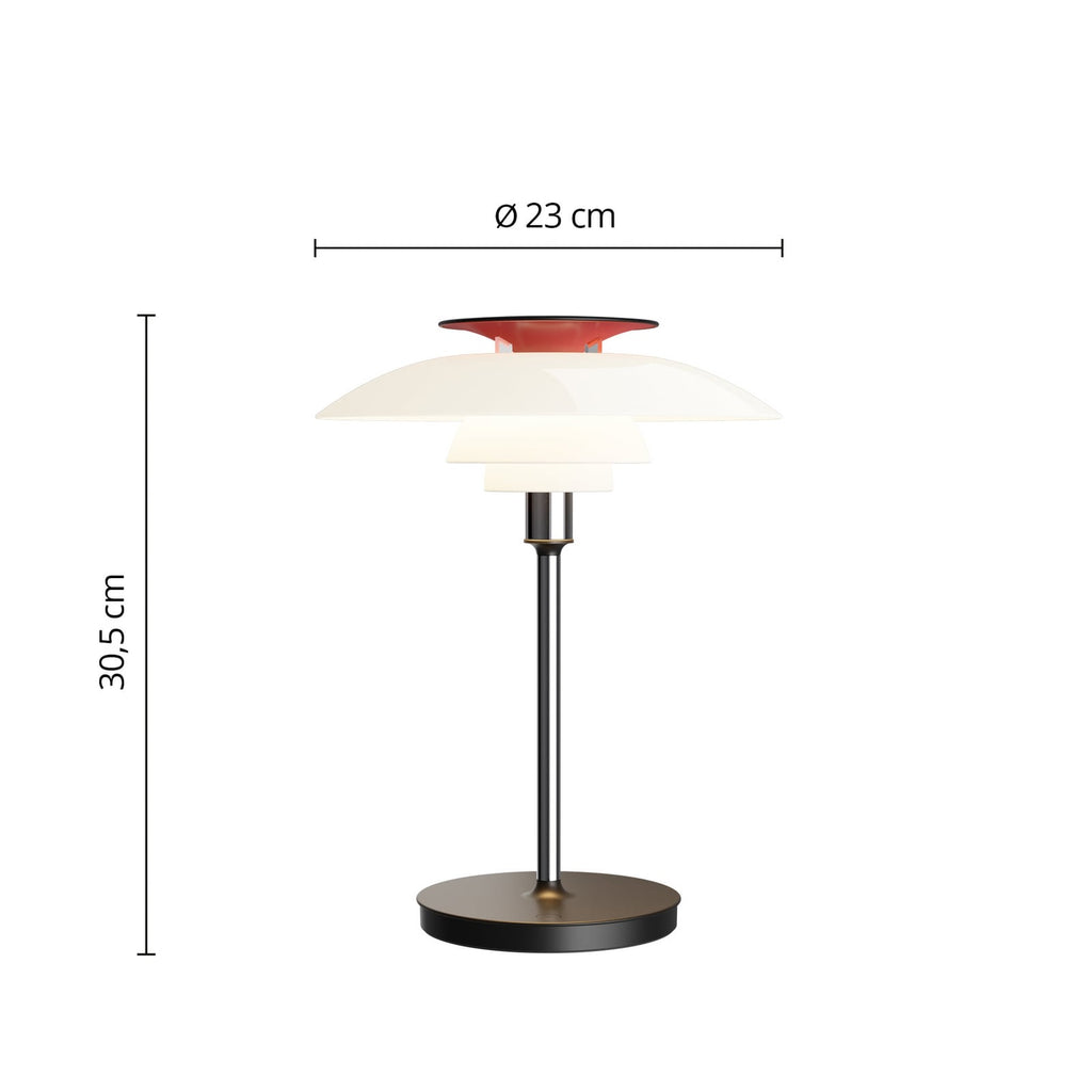 Detalj av LED oppladbar bordlampe PH 80 hvit/rød dimbar IP44