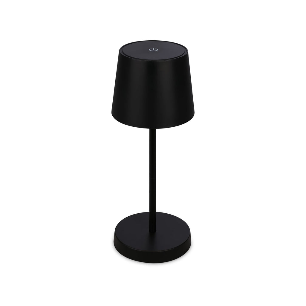 LED oppladbar bordlampe Piha dimbar svart IP44 forfra