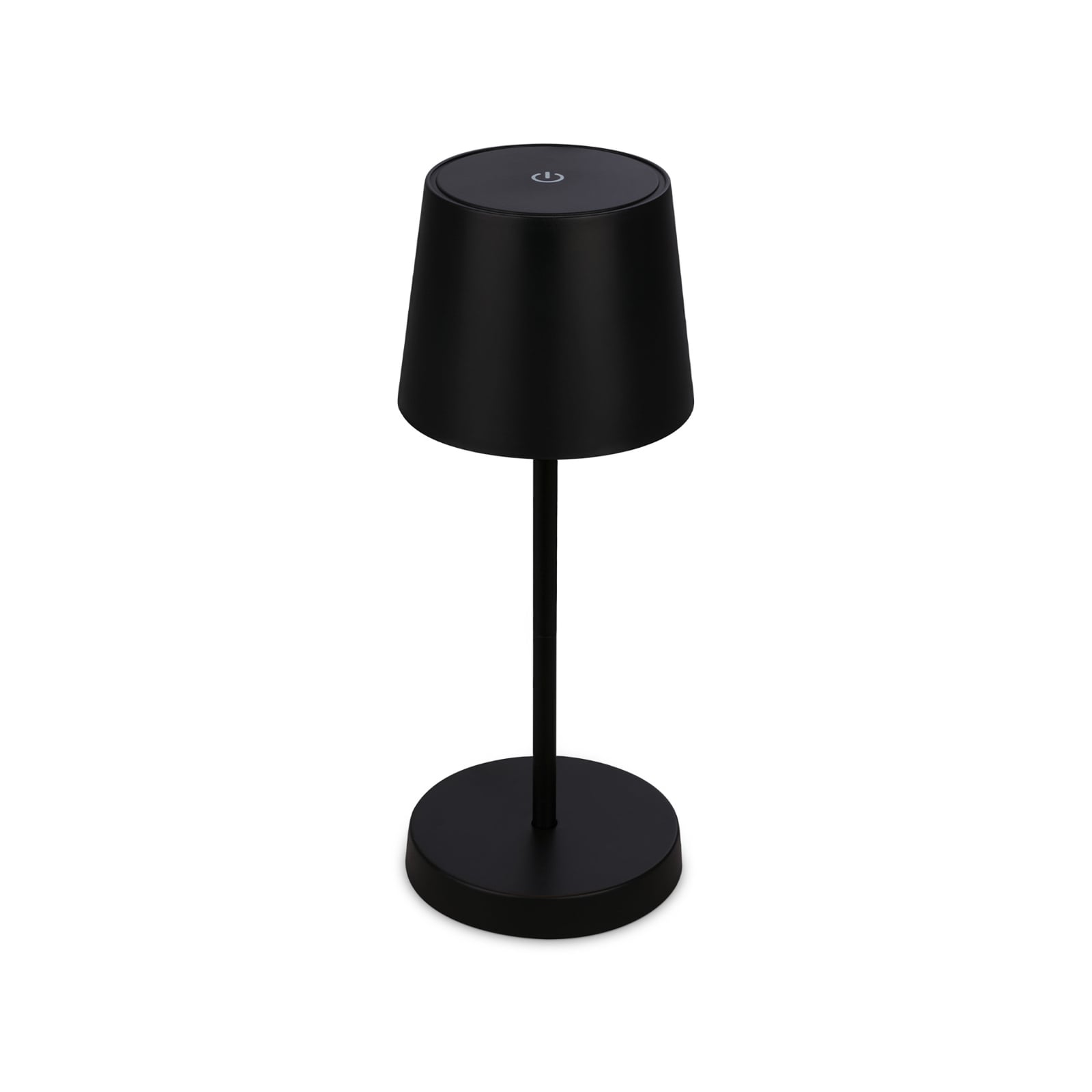 LED oppladbar bordlampe Piha dimbar svart IP44 forfra