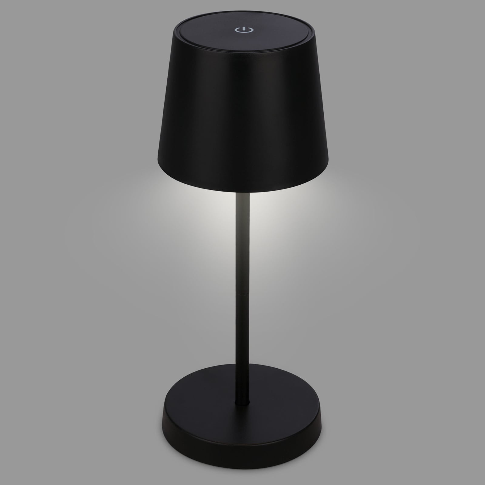 LED oppladbar bordlampe Piha dimbar svart IP44 detalj av touchdimmer
