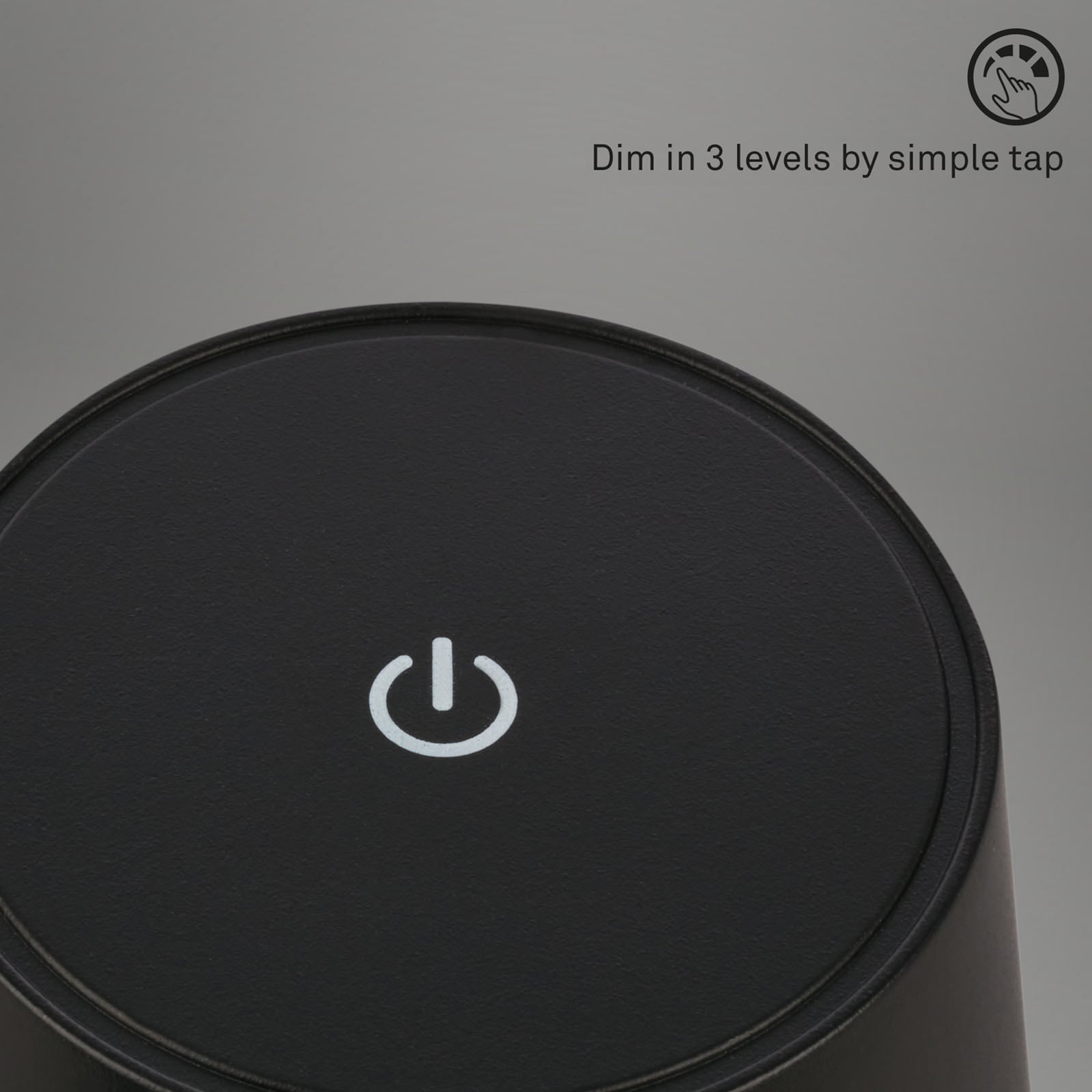 LED oppladbar bordlampe Piha dimbar svart IP44 med USB-C ladekabel