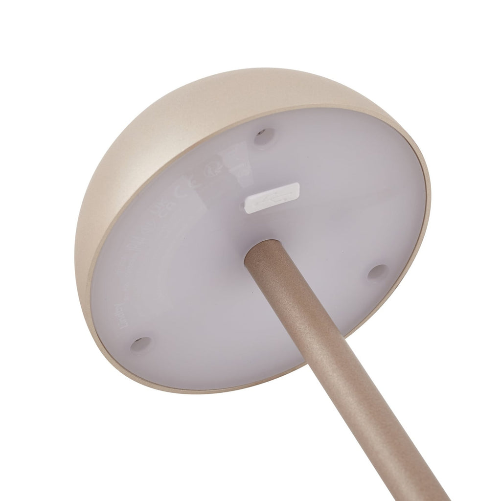 LED oppladbar bordlampe Pippin gull/travertin IP44 dimbar - Lindby