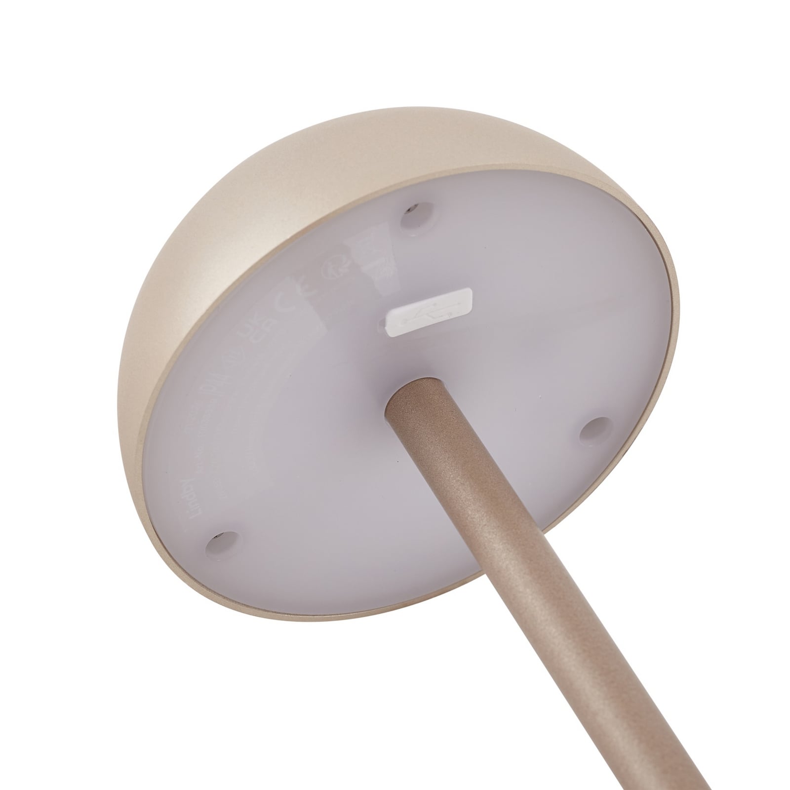 LED oppladbar bordlampe Pippin gull/travertin IP44 dimbar - Lindby