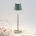 LED oppladbar bordlampe Poldina micro dimbar IP65 salvie forfra