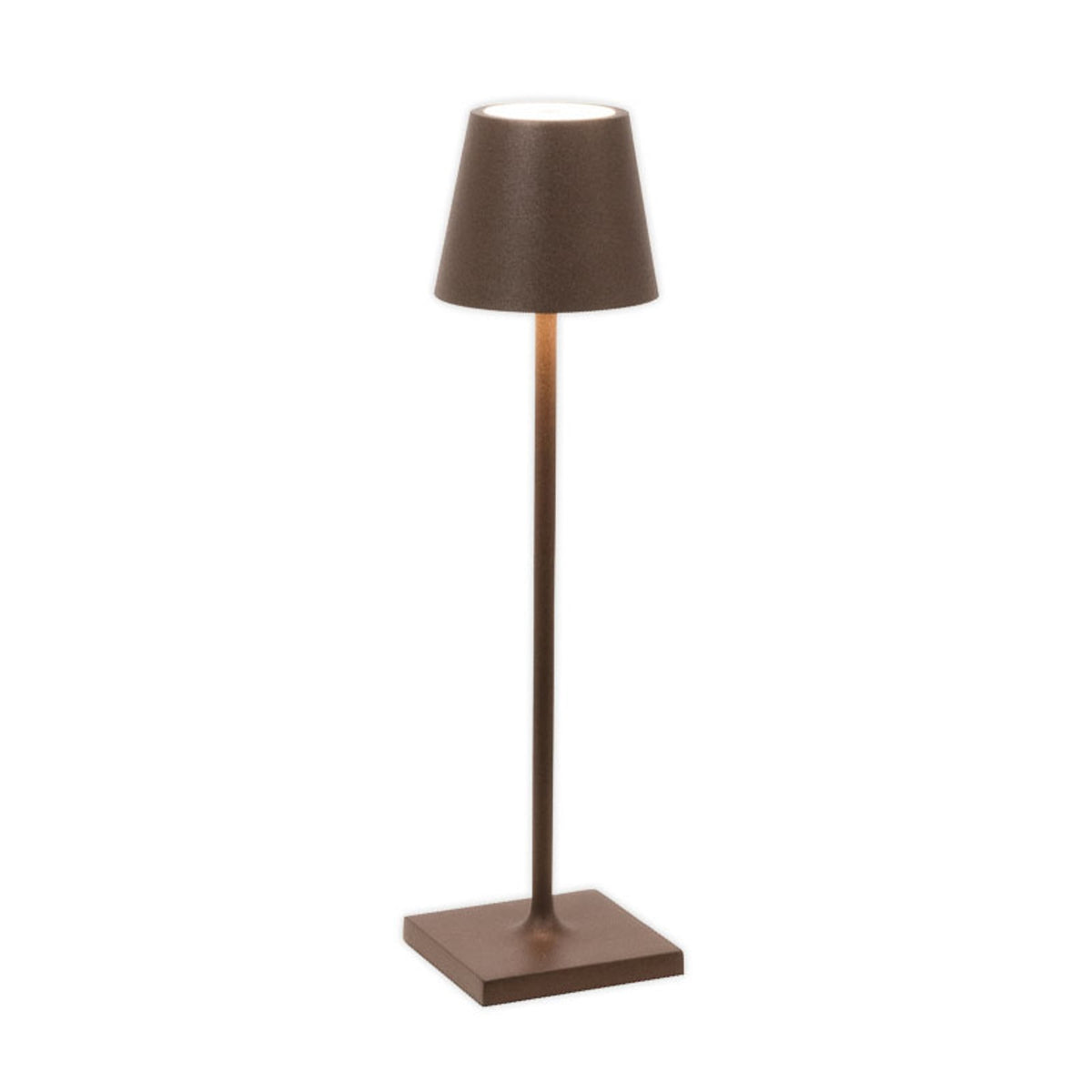 LED oppladbar bordlampe Poldina micro rustfarget dimbar IP65 montert