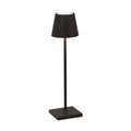 LED oppladbar bordlampe Poldina micro svart dimbar IP65 sett forfra
