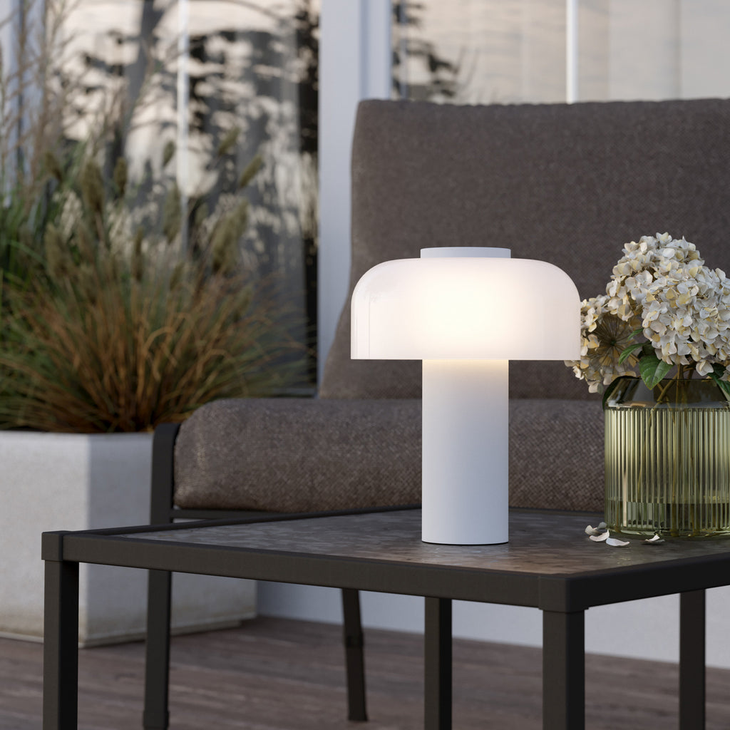 LED oppladbar bordlampe Ponente hvit bakside