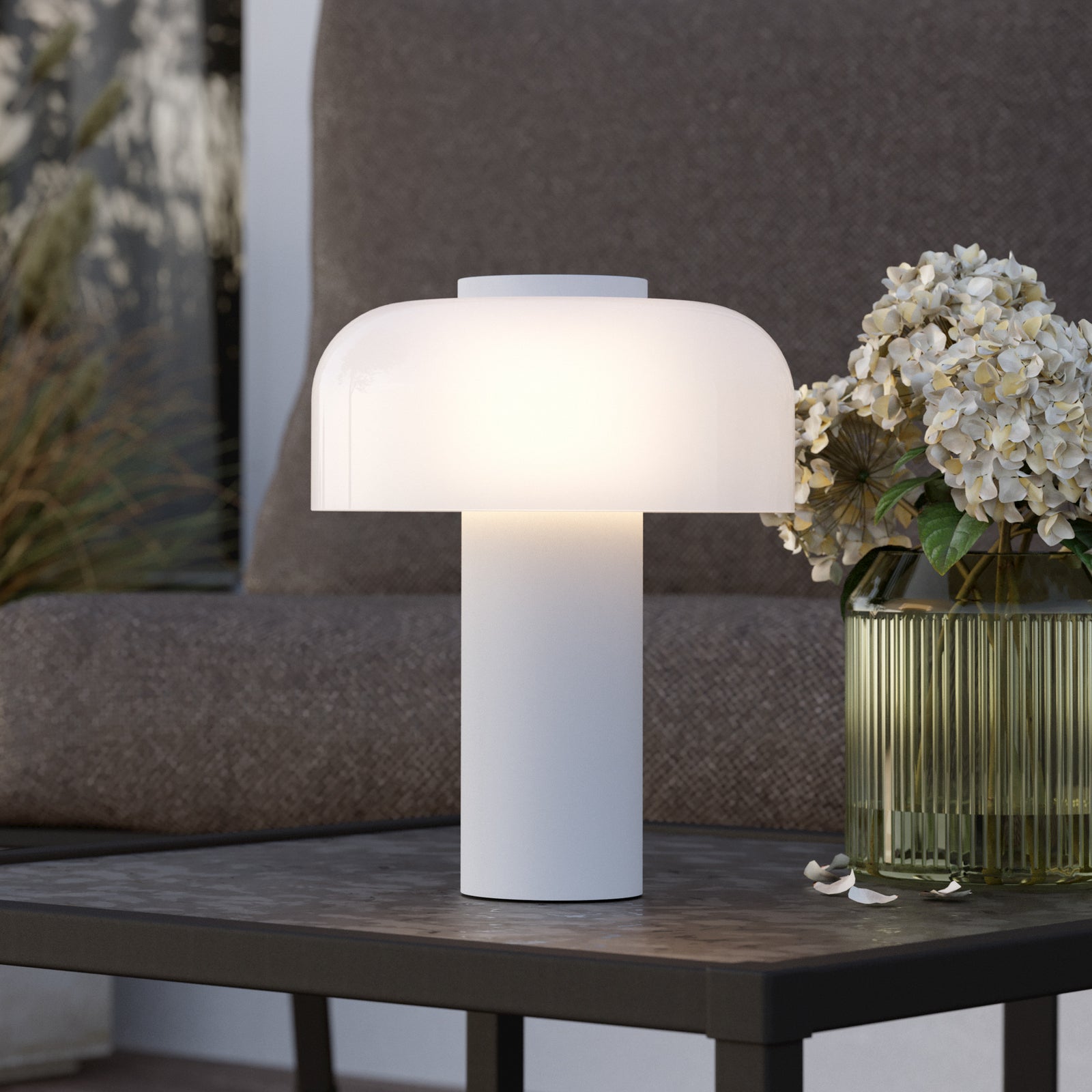 LED oppladbar bordlampe Ponente hvit forfra