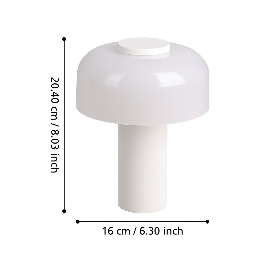 LED oppladbar bordlampe Ponente hvit detalj av touchdimmer