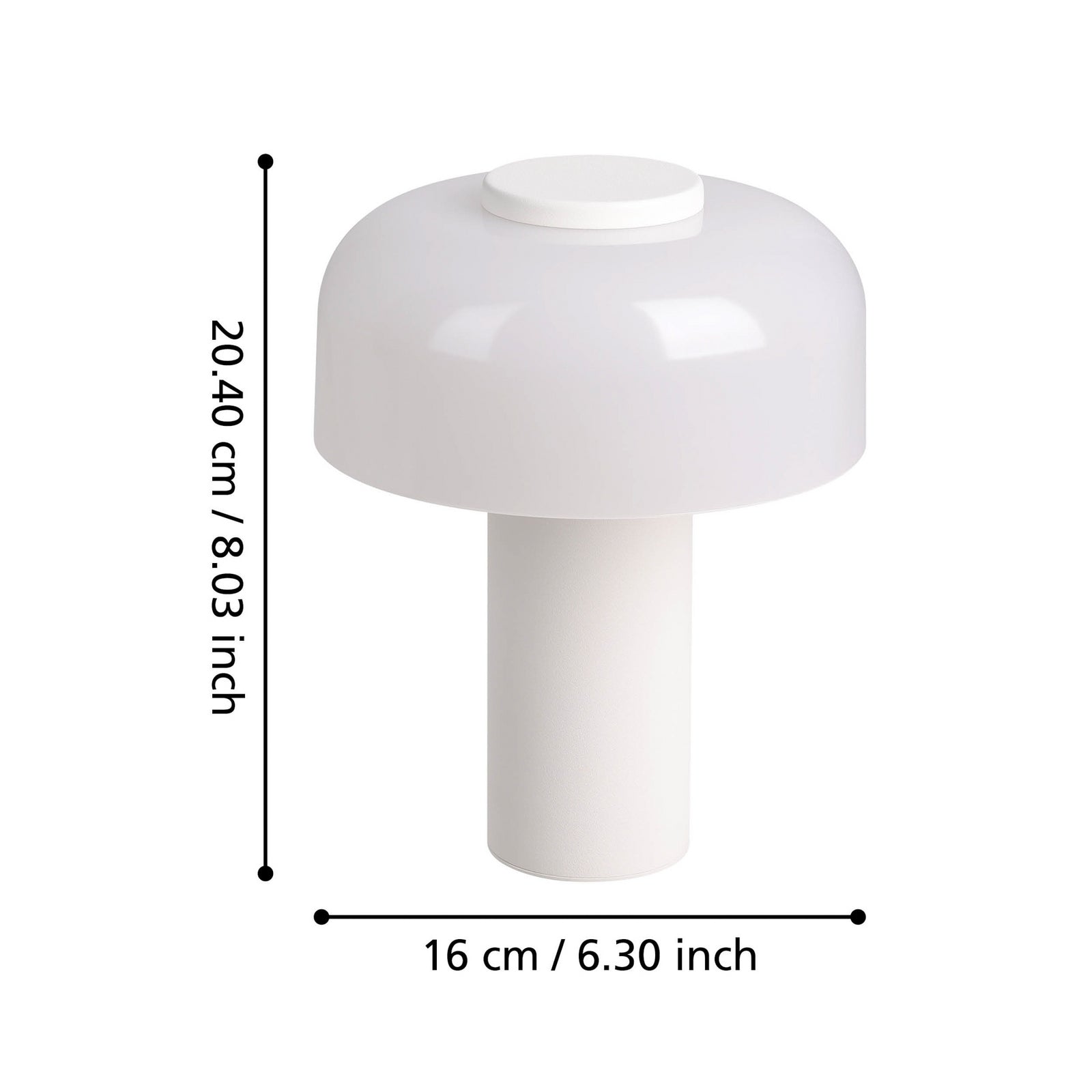 LED oppladbar bordlampe Ponente hvit detalj av touchdimmer