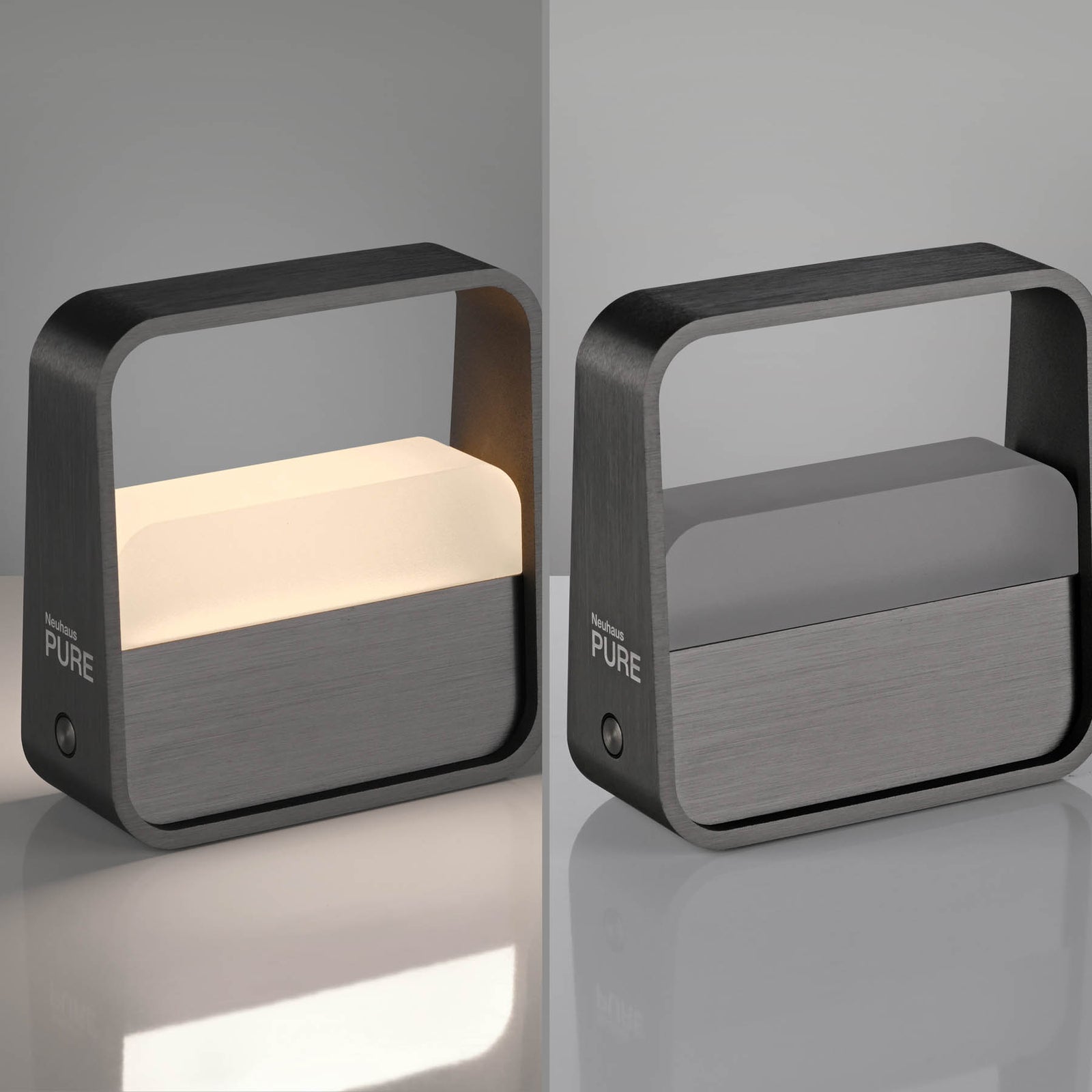 LED oppladbar bordlampe PURE Go grå aluminium dimbar med berøringskontroll