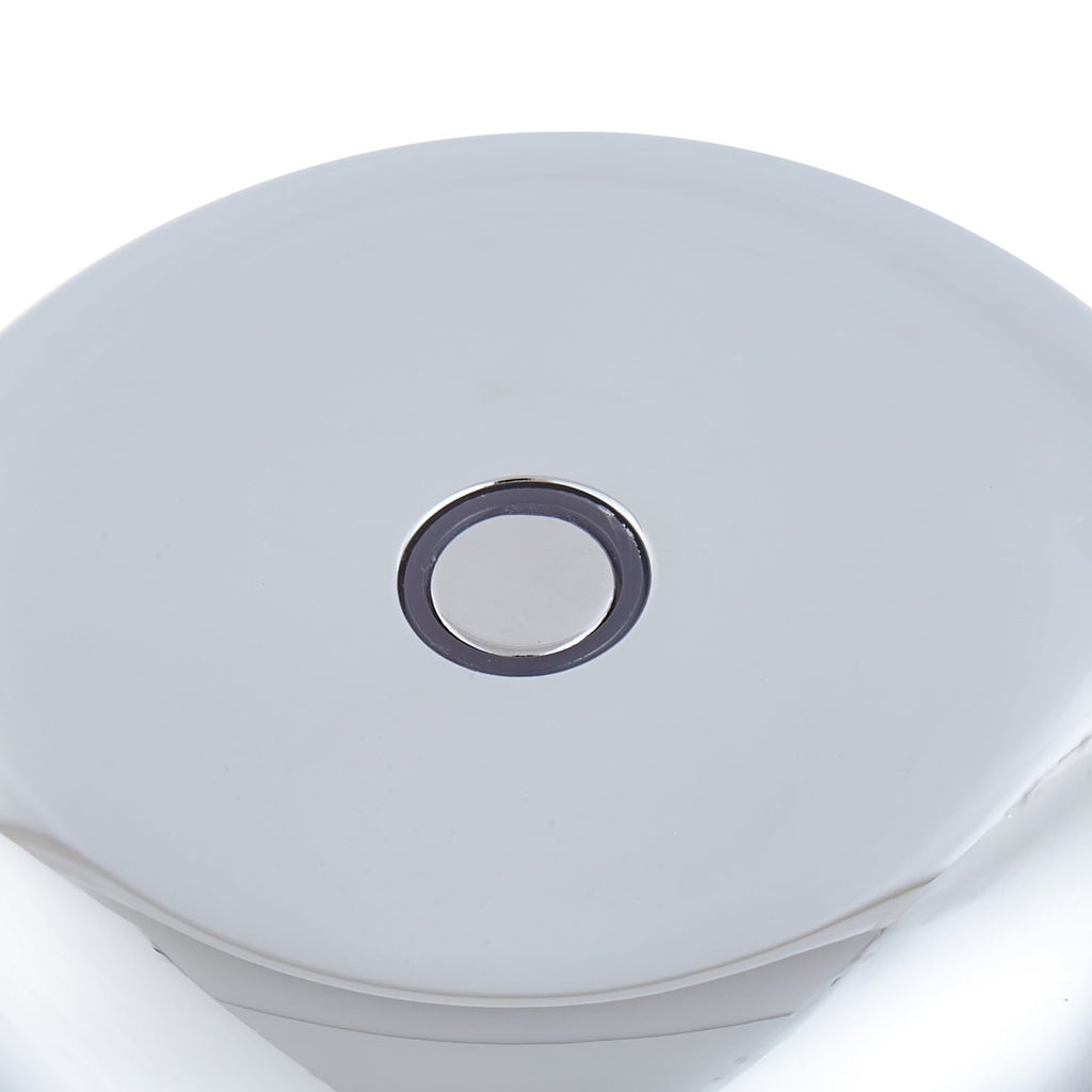 Nærbilde av touchdimmer på LED oppladbar bordlampe Quill krom CCT dimbar IP54