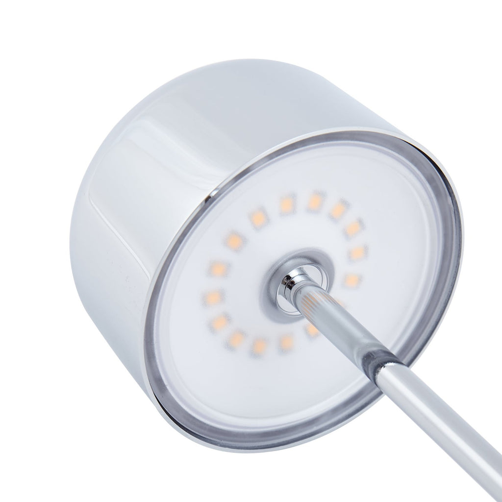 LED oppladbar bordlampe Quill krom CCT dimbar IP54 helhetsbilde