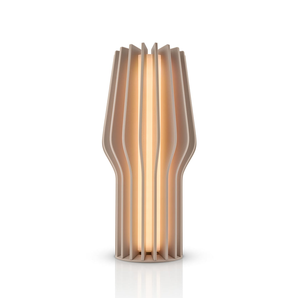 LED oppladbar bordlampe RADIANT beige dimbar IP44 med ladestasjon