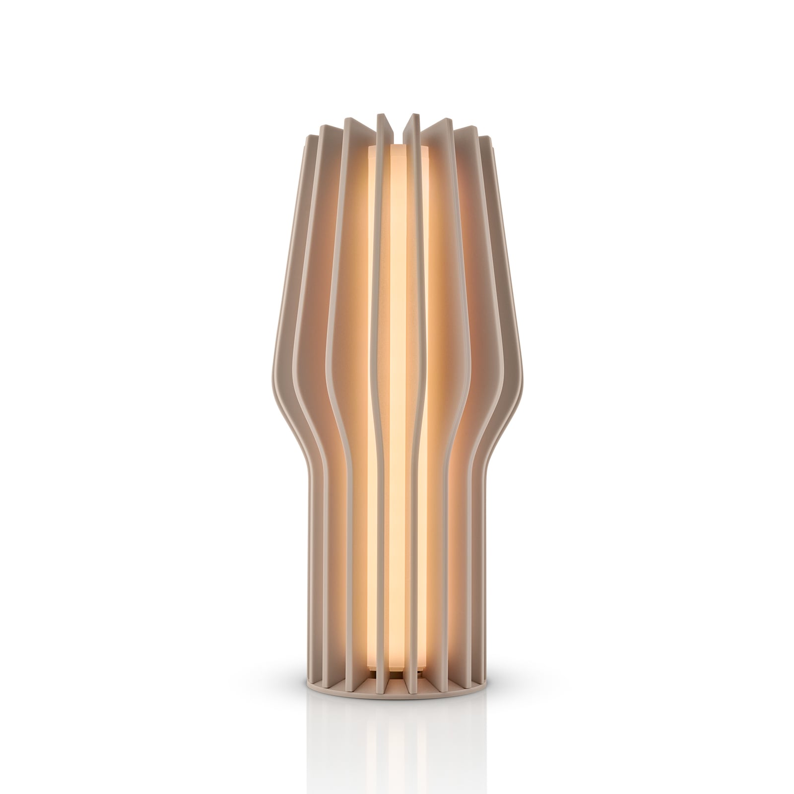 LED oppladbar bordlampe RADIANT beige dimbar IP44 med ladestasjon
