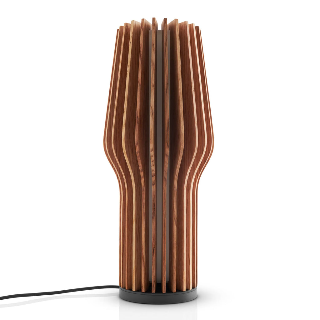 LED oppladbar bordlampe RADIANT eik dimbar Ø9,5 cm med USB-ladekabel