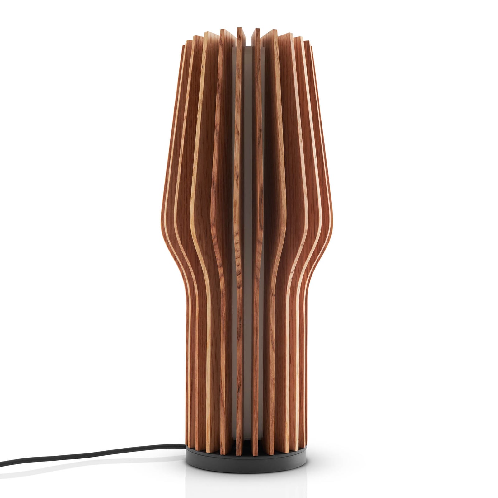 LED oppladbar bordlampe RADIANT eik dimbar Ø9,5 cm med USB-ladekabel