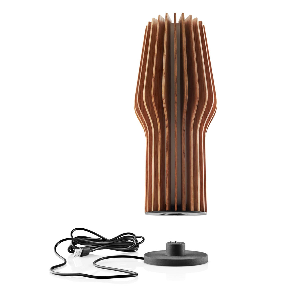 LED oppladbar bordlampe RADIANT eik dimbar Ø9,5 cm lysdetalj