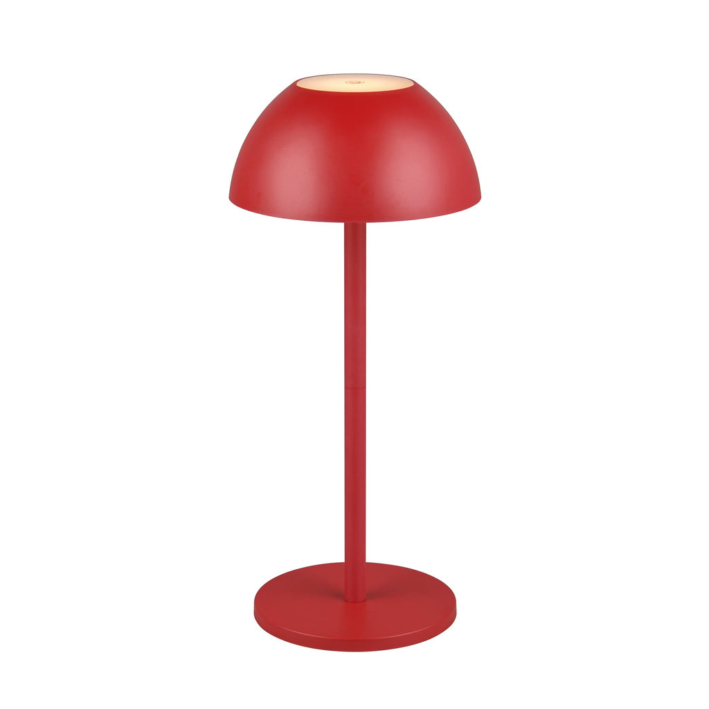 LED oppladbar bordlampe Ricardo rød plast forfra