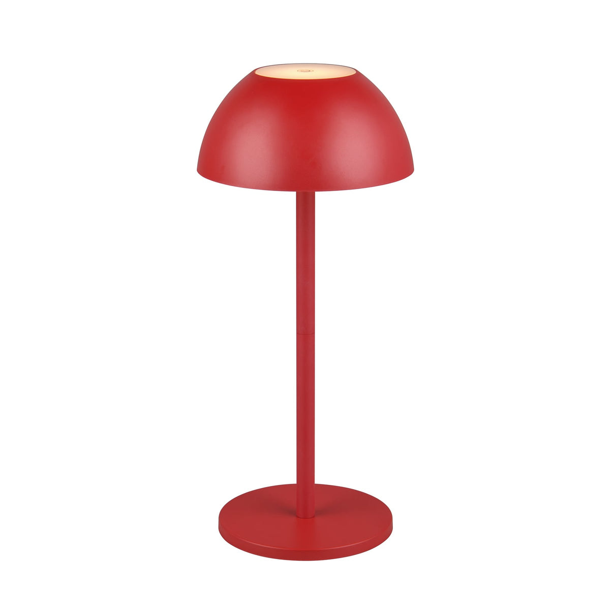 LED oppladbar bordlampe Ricardo rød plast forfra