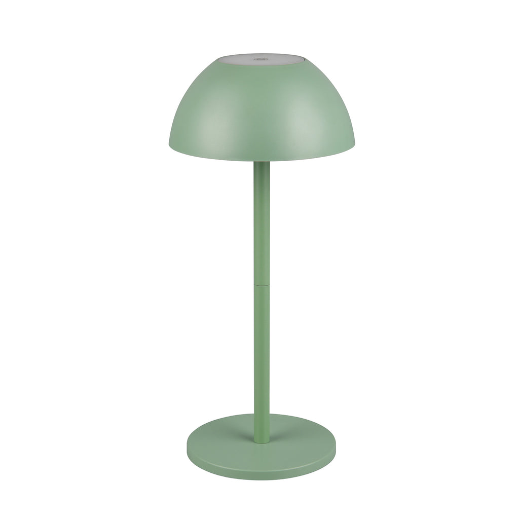 LED oppladbar bordlampe Ricardo grønn plast 30 cm dimbar IP54 detalj av touchdimmer